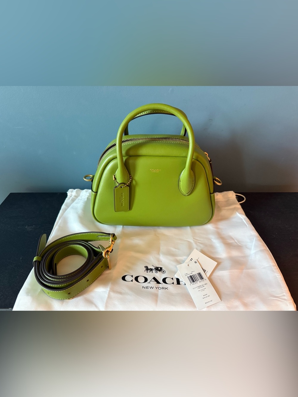 Coach Borough Bowling Bag in Dark Lime - Picture 2 of 9